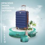 COOLIFE Harde koffer trolley rolkoffer reiskoffer ardschaal Boardcase handbagage met TSA-slot en 4 wielen, blauw/bruin, Premium koffer