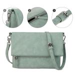Schoudertas voor dames, schoudertas met ritssluiting, crossbody tas, leren handtas, klein, dagrugzak, munt, Crossbody