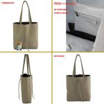 - T253 - Ital. Handtas met binnenzak van leer, antraciet-metallic, Medium