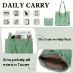 Tote Bag Dames Corduroy shopper tas dames grote schoudertas handtas dames met cosmeticatas voor winkelen, werken, reizen en school, lichtgroen