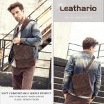 Leathario Leren schoudertas voor heren, messgerbag, leren tas voor business, retro