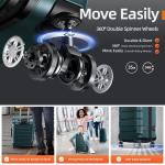 SHOWKOO Harde kofferset, gemakkelijk uit te breiden, ABS + PC, reiskoffer, duurzame handbagageset, 4 wielen, TSA-slot met 1 reistas + 1 toilettas, legergroen