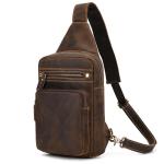 newsbirds Heren echt lederen borsttas schoudertas sport outdoor schoudertas wandelrugzak, 9334 donkerbruin, Retro