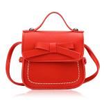 PU Lederen Messenger Kinderen Tas, Crossbody Tas met Strik, Meisjes Handtas met Strik, voor Feest, Winkelen, Fotografie, Performance (Rood)