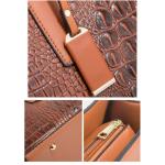 3 Stuks Satchel Handtas Voor Vrouwen Top Handvat Purse Mode Krokodil Crossbody Tas Grote Dames Tote Schoudertas, Bruin