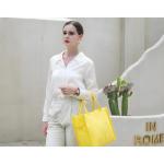 Canvas Dote Bag, grote schoudertas, shoppertas, crossbody tas, reistas, handtas, alles met brede riem, geel, Large