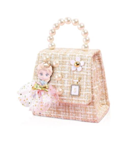 Barakara Schoudertas voor kinderen en meisjes, schattige kleine meisjestassen, prinsessenhandtas met afneembare schouderriem, schattige parels, crossbody tas, mobiele telefoontas, 