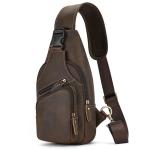 newsbirds Heren echt lederen borsttas schoudertas sport outdoor schoudertas wandelrugzak, 9455 donkerbruin, Retro
