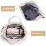 Dameshandtas, canvas shopper, schoudertas, casual, groot, voor school, werk, dagelijks gebruik, winkelen, wit- 2