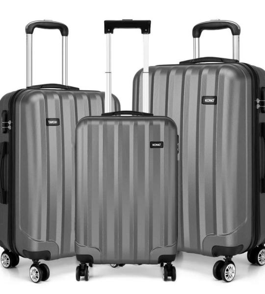 Kono Hartschale Trolley Koffer 4 Rollen Reisekoffer Gepäck (Pink, Set)