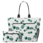 Grote strandtas voor vrouwen, waterdicht, zandbestendig, strandtas met make-uptas met ritszak (ananas)