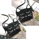 De handtas voor kleine meisjes, schattig, prinses, mini-tassen, schoudertas met kattenkruis, Glanzend zwart, Taille unique, Modern