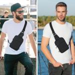 Sling Bag Schoudertas, borsttas, schoudertas voor dames en heren, met RFID-blokkering, borsttas, crossbody tas, kleine herentas, geschikt voor linker- en rechterschouders, zwart, s