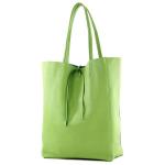 Modamoda T163 Shopper, tas, van leer, groot, met binnenvak, appelgroen, Large