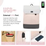 Werkrugzak, lerarentas voor dames, 15,6 inch werktas met USB-oplaadpoort en laptopvak, anti-diefstal, rugzakhandtassen, beige zwart