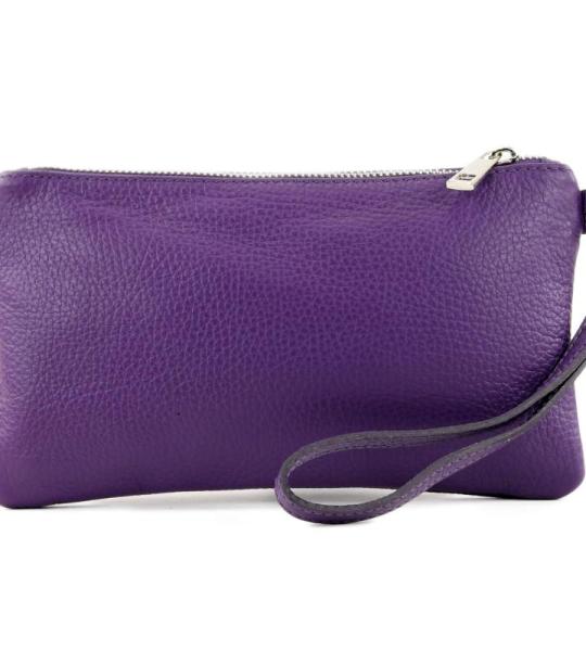 - T193 - ital. Clutch polstas leer small, lila, Small