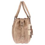 Grote schoudertas voor dames in lederlook, apricot, 32 x 24 x 12 cm
