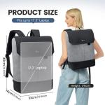Elegante Dames rugzak met 15,6" Laptopvak en USB-Oplaadpoort Waterdichte Rugzak, Anti-diefstaltas voor Reizen, Universiteit, School en Kantoor, Grijs Zwart
