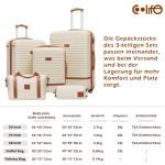 COOLIFE Koffer trolley koffer reiskoffer van ABS harde schaal trolley 4 wielen TSA-slot De koffer bevat 1 reistas en 1 toilettas, blauw/bruin, Koffer Trolley Koffer Reiskoffer van 