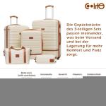 COOLIFE Koffer trolley koffer reiskoffer van ABS hard shell trolley 4 wielen TSA-slot de koffer bevat 1 reistas en 1 toilettas, wit/bruin., koffer