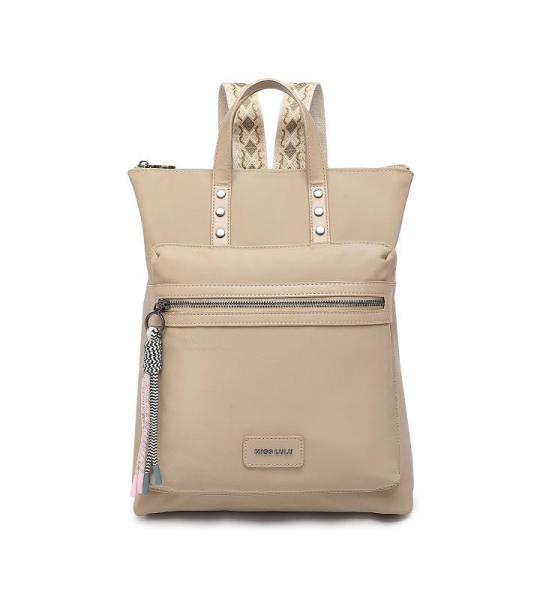 Dames Rugzak Mode Reisrugzak Lichtgewicht PU Schoudertas Vrouwen Waterdicht Casual Dagrugzak met Boho-chique Banden (Khaki)