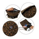 Schoudertas voor dames, schoudertas met ritssluiting, crossbody tas, leren handtas, klein, dagrugzak, Bruin-luipaard, Small