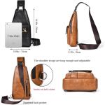 Sling tas voor heren, leren borsttas, waterdichte , casual lichte tas, mobiele telefoontas, crossbody tas voor wandelen, fietsen, kamperen, zwart