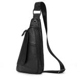 Echt Lederen Sling Bag Voor Mannen Casual Crossbody Rugzak Kleine Schoudertas Borsttas Voor Reizen Sport, 9052 Zwart