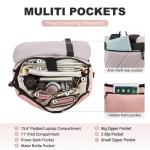 Laptop Rugzak 15,6 Inch Voor Dames, Waterdichte Schooltas met Laptopvak en Usb-oplaadpoort, Anti-diefstal Reisrugzak voor Reizen, College, Kantoor, School, Dagelijks, Roze Grijs