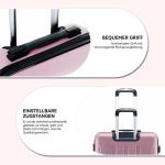 BEIBYE Koffer met harde schaal, trolley, rolkoffer, reiskoffer, veiligheid, cijferslot, dubbele wielen, ABS-materiaal, handbagage, 4 wielen, M-L-XL-set, roze