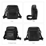Grote Heren Lederen Handtas Schoudertas IPAD Zakelijke tas Cross Body Casual Sling Organizer Reistas met verstelbare schouderriem Zwart (Zwart 010)