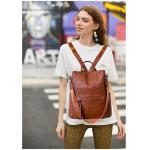 Elegante rugzak voor dames, klein, anti-diefstal, leren rugzak, 2-in-1 stadsrugzak, waterdichte schoudertas, casual tas, dagrugzak, damesrugzak, blauw, Rugzak