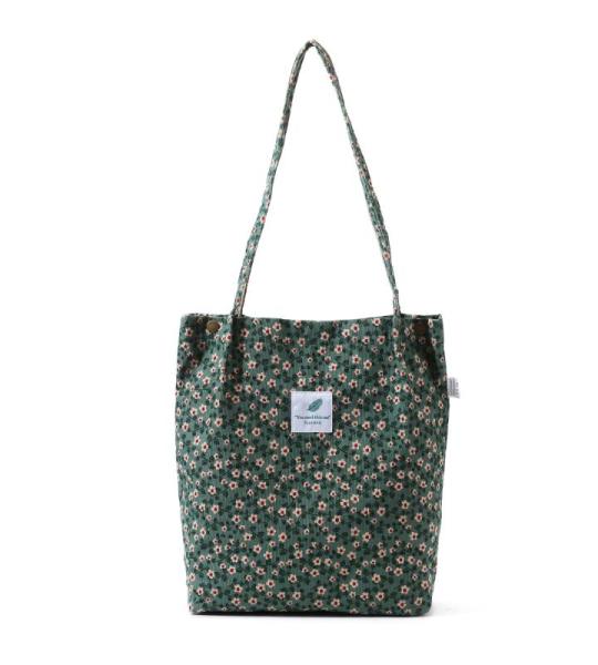 Koord Tas Womens Grote Corduroy Tote Bag Vrouwen Schouder Handtassen voor School Winkelen Werk College Casual, Groen-3, L, Tote