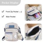 PORRASSO Schattige schoudertas voor meisjes, schoudertas met poppen-hanger, nylon, schoolraken, messengertas, crossbody tas voor reizen, dagelijks gebruik, blauw (b)