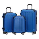 BEIBYE Koffer met harde schaal, trolley, rolkoffer, reiskoffer, veiligheid, cijferslot, dubbele wielen, ABS-materiaal, handbagage, 4 wielen, M-L-XL-set, blauw