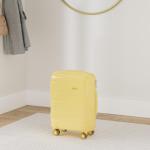 KONO Leichter Polypropylen Zwillingsrollen Koffer Trolley Reisekoffer mit TSA Schloß und YKK Reißverlüsse (Gelb, M (55cm - 38L))