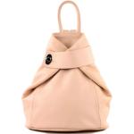 - T179 - ital: dames rugzak tas van leer, pastelroze, Medium