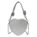 Strass Tassen Vrouwen Avond Clutch Bag Met Knoop Handvat Steentjes Hart Handtas PU Lederen Ritssluiting Voor Dinner Party Bruiloft Crystal Verfraaide Handtassen, 1 kleur, Eén maat