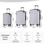 BEIBYE Harde koffer, trolleykoffer, rolkoffer, reiskoffer, handbagage, 4 wielen, M/L/XL, zilver