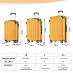 BEIBYE Harde koffer, trolleykoffer, rolkoffer, reiskoffer, handbagage, 4 wielen, M/L/XL, Oranje.