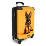NoBoringSuitcases.com Kinderkoffer, handbagage, harde koffer met TSA-slot, jongens en meisjes, trolley, reiskoffer, draagtas, rolkoffer, klein of middelgroot, 42 Herdershond - Gele