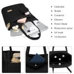 Tas dames shopper, met portemonnee grote canvas schoudertas met ritssluiting grote handtas stof boodschappentas voor werk en school onderweg, zwart, Eén maat, shopper