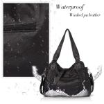 Ruime Mode Hobo Womens Handtassen Dames Portemonnee Satchel Schoudertassen Tote Gewassen Lederen Tas, Zwart, Eén maat