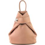 - T179 - ital: dames rugzak tas van leer, Rosabeige donker, Medium