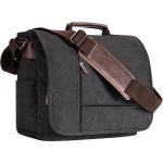 Messenger Bag Canvas, Laptoptas voor heren, zwart, retro, casual, voor werk, strand, reizen, school, winkelen, Zwart-702, L, onbezorgd