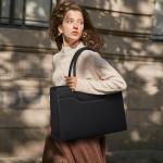 Shopper Grote laptophandtas voor dames, 15,6 inch, PU-leer, werktas, lerarentas, waterdicht, laptoptas met portemonnee voor business, kantoor, school, zwart, Satchel