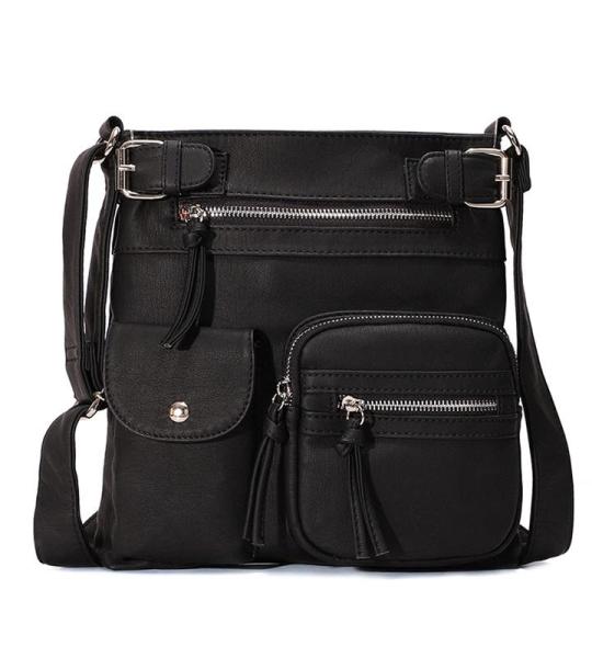 Lichte schoudertas voor dames, schooltas, handtassen, klein, PU-leer, waterdicht, vrije tijd, sport, werk, outdoor, reizen, messenger bags, zwart, Large, Elegant