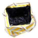 Grote waterafstotende strandtas met rits 58 x 38 x 18 cm gestreept geel wit shopper schoudertas