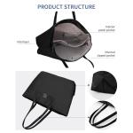 voor vrouwen, 19,3 inch waterbestendig, grote capaciteit schoudertassen met ritssluiting en zakken, casual boodschappentas voor schoolleraar en laptop, Zwart, Large