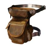 Waterdichte motortas leer heren ontwerp casual messenger sling tas reizen zware heupriem pak been tas (kleur 2)